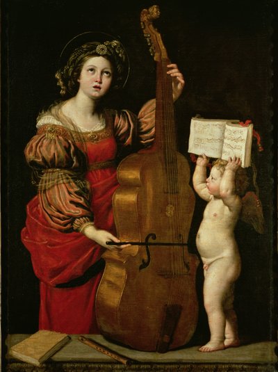 St. Cecilia with an Angel Holding a Musical Score, c.1620 by Domenichino
